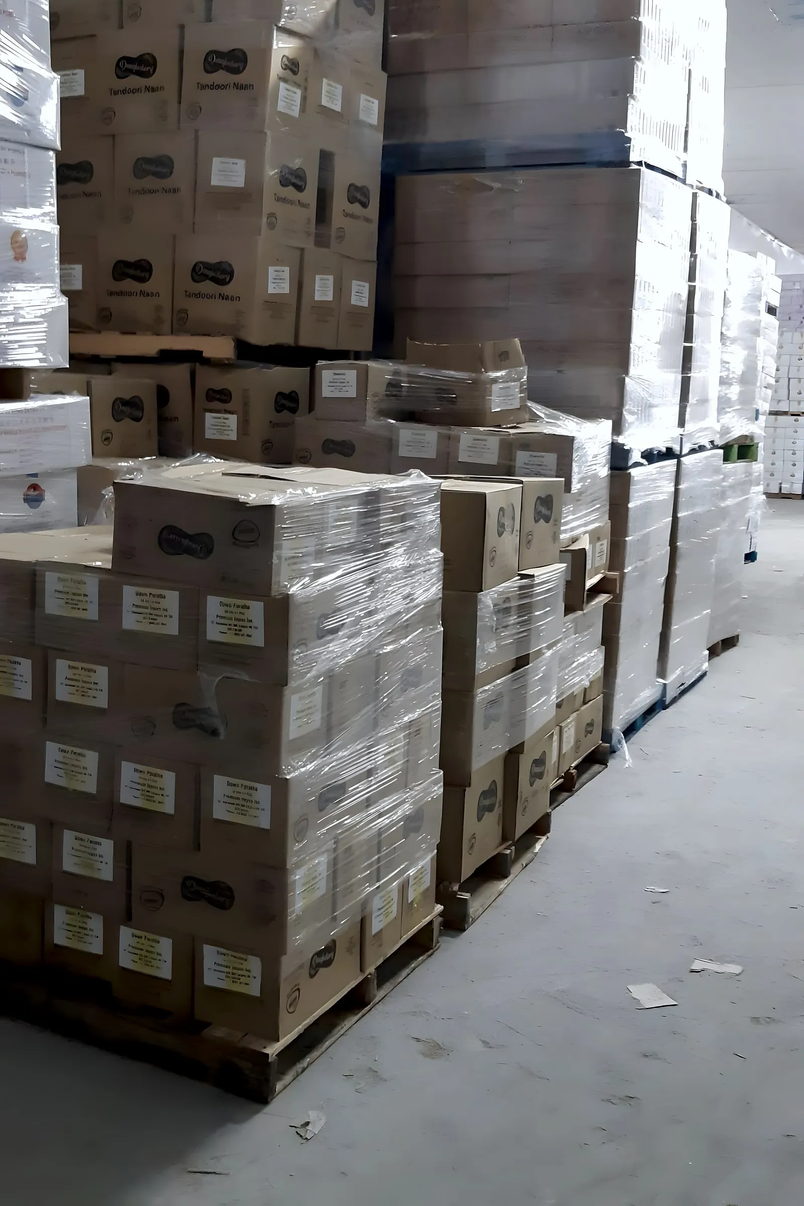 Frozen pallets in the Scarborough warehouse